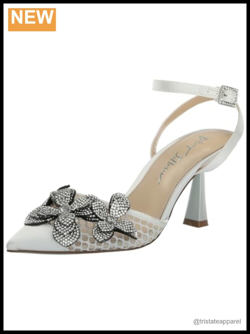 Betsey Johnson Soyfa Mesh Pointed Toe Kitten Heel Pumps Floral Embellished
